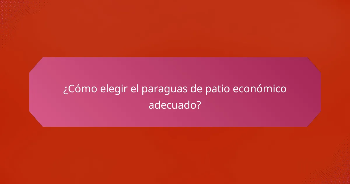 ¿Cómo elegir el paraguas de patio económico adecuado?